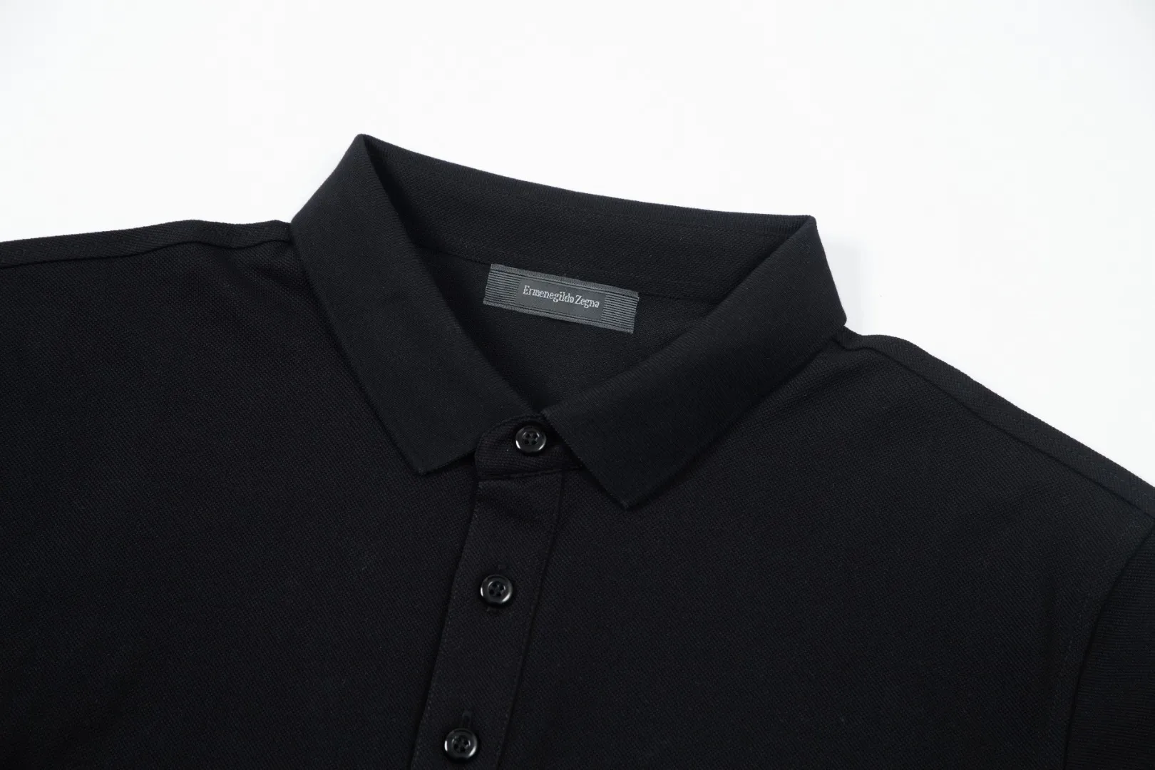 ZEGNA LOGO Polo ， Retro Same Style Versatile : White Black Size：M-3XL